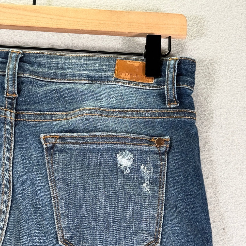 Judy Blue Womens Jeans Size 9/29 Distressed Buffalo Plaid Patch Skinny - Picture 10 of 13